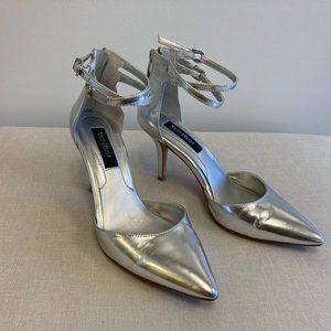 Silver Leather Heels